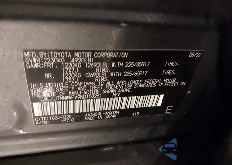 2022 Toyota Rav4 Hybrid Le z USA, uszkodzony, nr VIN JTMMWRFV9ND150261
